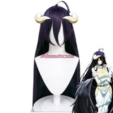 OVERLORD Cosplay Wig Albedo Long Deep Purple Wig With Horn