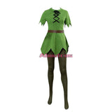 Movie Peter Pan Cosplay Costume With Hat Green Elf Uniform Adult Halloween Carnival Costume