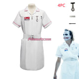 Scary Movie Halloween Costumes for Adult Man Clown Nurse Costume Uniform Joker White Dress