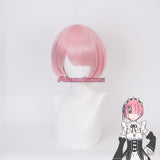 Re:Zero Starting Life in Another World Cosplay Wig Ram Short Gradient Pink White Wig