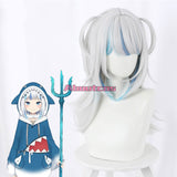 Virtual YouTuber Hololive English VTuber Cosplay Wig Gawr Gura Short Silver Blue Wig