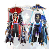 Genshin Impact Scaramouche Cosplay Carnival Halloween Party Hat Wig Set