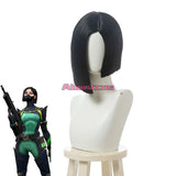 Valorant Viper Cosplay Wig Short Straight Black Cosplay Wigs