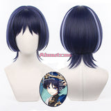 Genshin Impact Scaramouche Cosplay Carnival Halloween Party Hat Wig Set