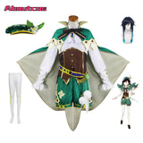 Genshin Impact Venti Cosplay Costume Dress Wig Headwear Cosplay Outfits God of Wind Barbato