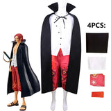 Onepiece RED Shanks Cosplay Costumes Full Set Cloak Shirt Pants Belt Clothes