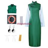 YaoZhi Green Game Suit Lovely Dress Wig Uniform Cosplay Costume