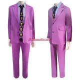 Kira Yoshikage JoJo Bizarre Adventure Cosplay Costume Stripe Shirt Bowtie Purple Coat Pants