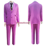 Kira Yoshikage JoJo Bizarre Adventure Cosplay Costume Stripe Shirt Bowtie Purple Coat Pants