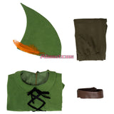 Movie Peter Pan Cosplay Costume With Hat Green Elf Uniform Adult Halloween Carnival Costume