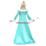 Galaxy Rosalina Cosplay Costume with Crown Earrings Woman Light Blue Dress