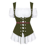 Medieval Steampunk 2Peices Clothing Set for Woman Off Shoulder Shirt Bandage Vest