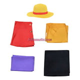 One Piece Cosplay Costume Country Monkey D. Luffy Men Kimono Coat Pants Hat Cartoon