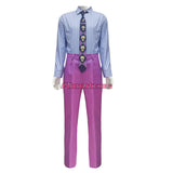 Kira Yoshikage JoJo Bizarre Adventure Cosplay Costume Stripe Shirt Bowtie Purple Coat Pants