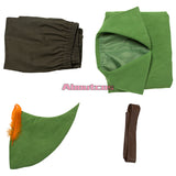 Movie Peter Pan Cosplay Costume With Hat Green Elf Uniform Adult Halloween Carnival Costume